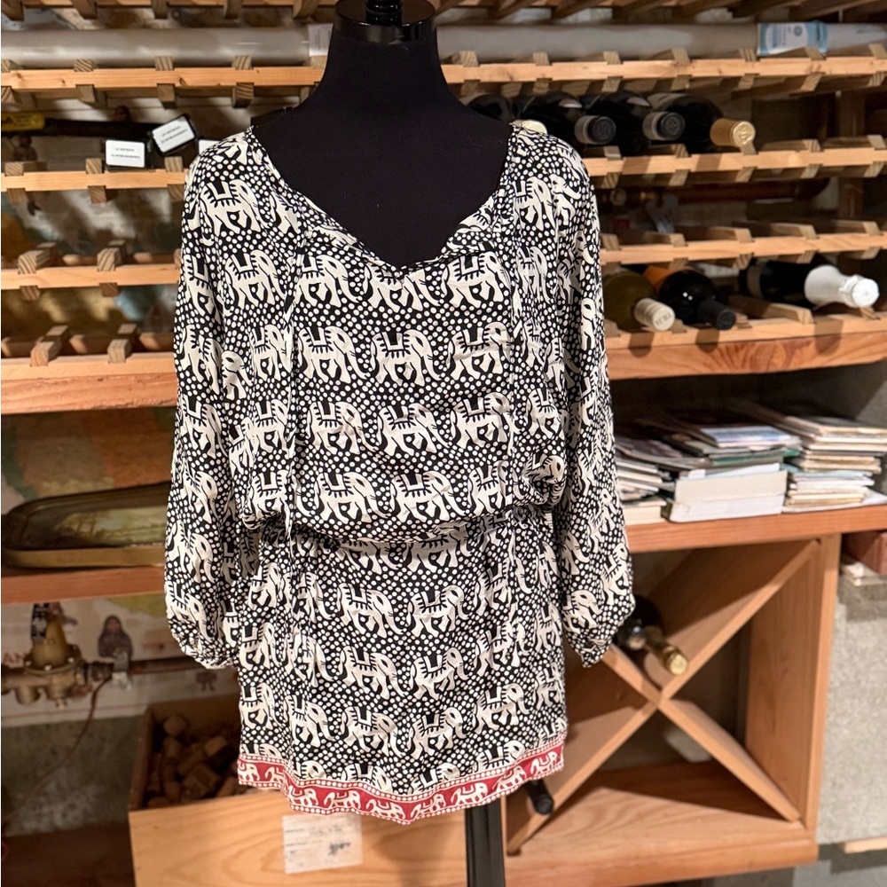 Tolani Black and White Elephant Print Mini Dress/Tunic‎